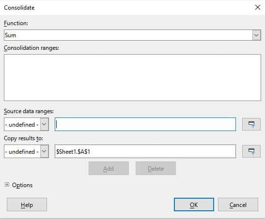 consolidation of data in libreoffice calc