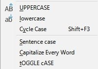 change case in libreoffice writer