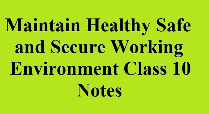 Maintain Healthy Safe and Secure Working Environment Class 10 Notes