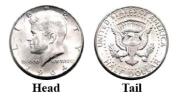 If the coin shown in the figure below is used for a toss, what can be the possible result