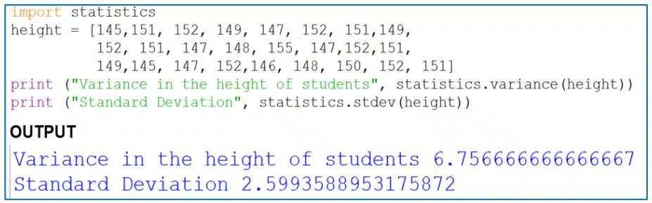 Python program to find variance and standard deviation