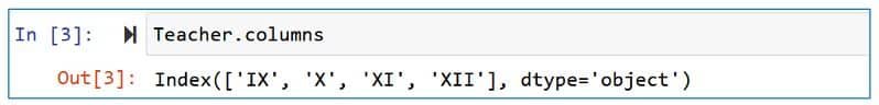 Python in AI Class 11 Notes Displaying column Indexes