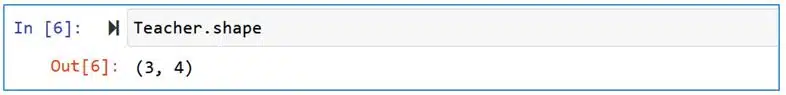 Displaying total number of rows and columns (row, column)
