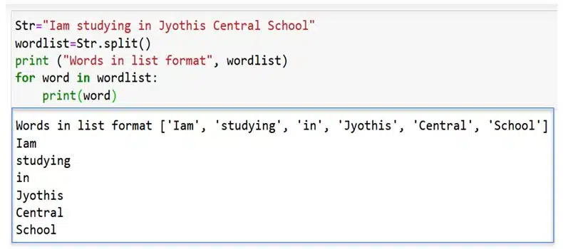 Write a program to read a string. Split the string into list of words and display each word