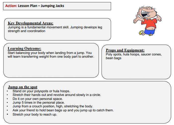 Organizing age Appropriate Physical Activities Class 9 Notes Action Lesson Plan Jumping Jacks