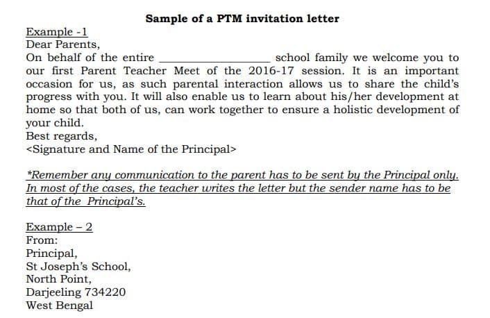Early Years Physical Activity Facilitator Class 10 Solutions Sample of a PTM invitation letter