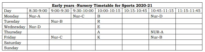 Sports Timetable