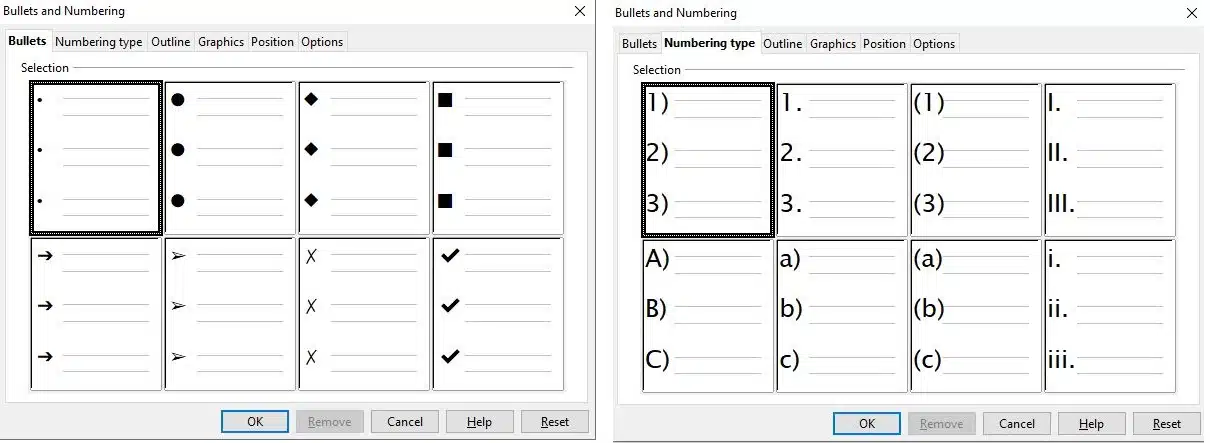 openoffice writer bullet and numbering