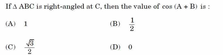 Math Standard Class 10 Board Paper MCQ 1 17 12