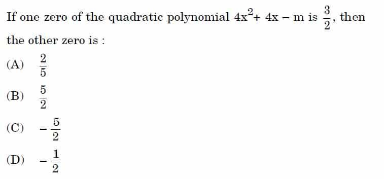 Math Standard Class 10 Board Paper MCQ 1 3 13