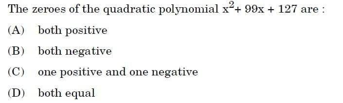 Math Standard Class 10 Board Paper MCQ 1 4 12