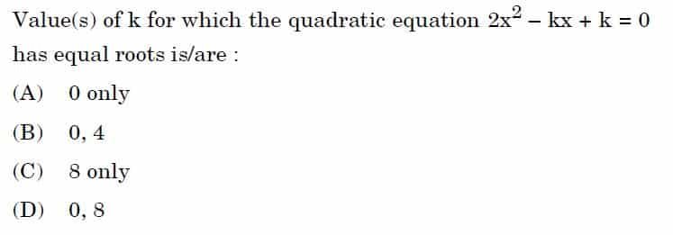 Math Standard Class 10 Board Paper MCQ 1 8 13