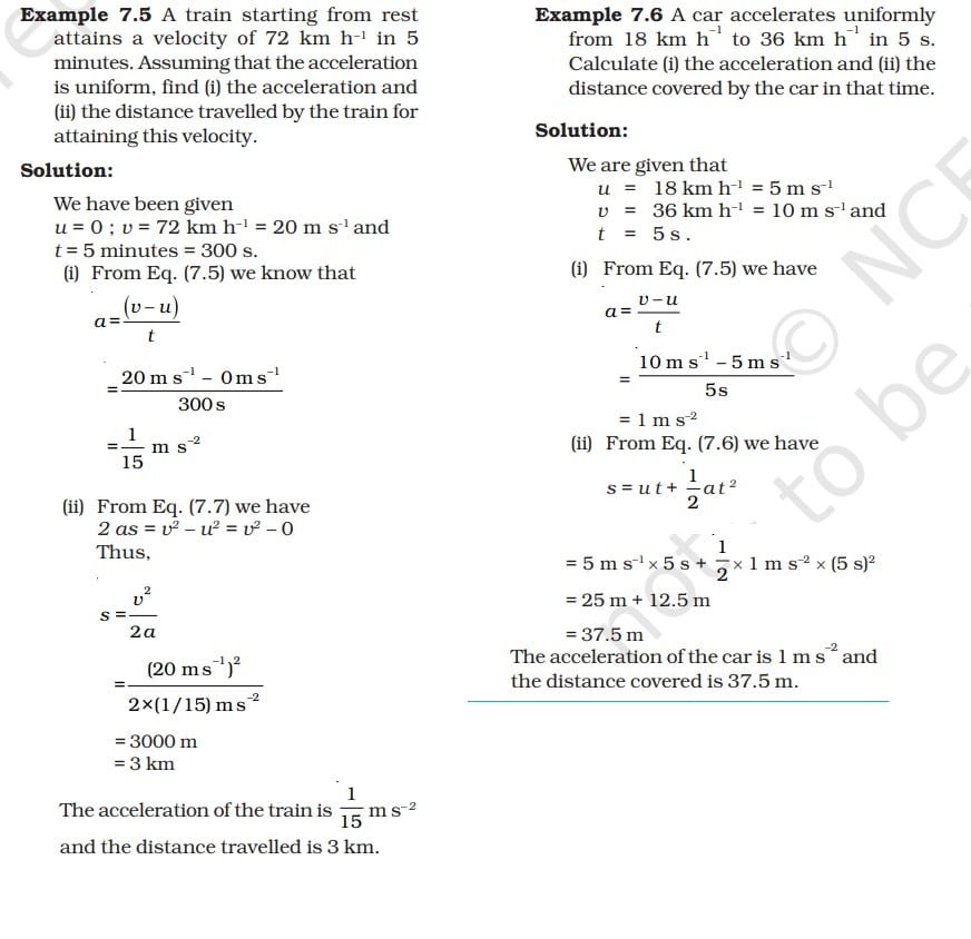 Motion Class 9 Notes Equations of Motion
