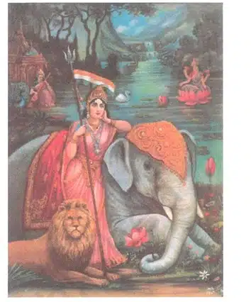 Look at the picture given below. What does the image of Bharat Mata