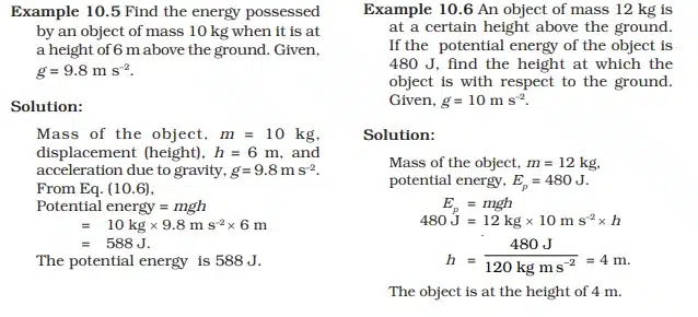 POTENTIAL ENERGY OF AN OBJECT AT A HEIGHT