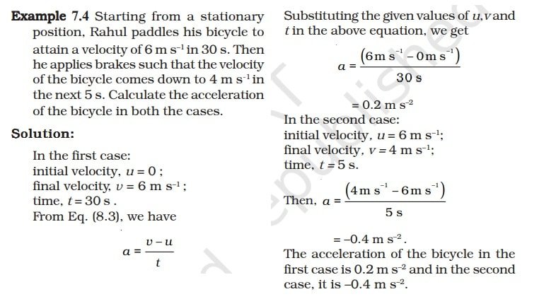 Motion Class 9 Notes Rate of Change of Velocity
