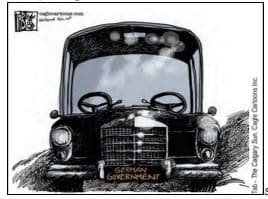 The cartoon below depicts Germany’s government that was formed after the 2005