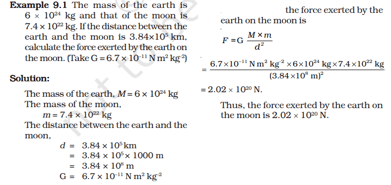 Gravitation Class 9 Notes UNIVERSAL LAW OF GRAVITATION questions