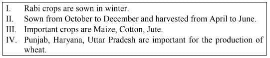 Social Science Class 10 MCQ Board Paper 2 read the given statement and choose the correct option with regard to rabi cropping season from the following