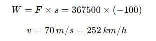 The aircrafts velocity before stopping 1