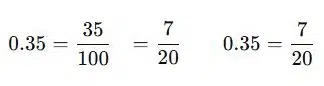 Convert 0.35 into a fraction.