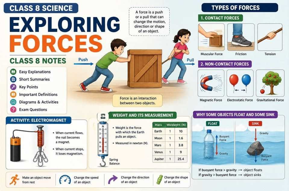 Exploring Forces Class 8 Notes