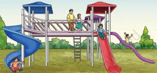What will be the magnitude of velocity of the child at the bottom of the blue slide