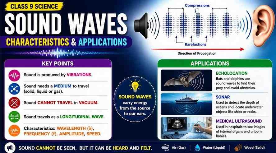 Sound Waves Characteristics and Applications Class 9 Notes