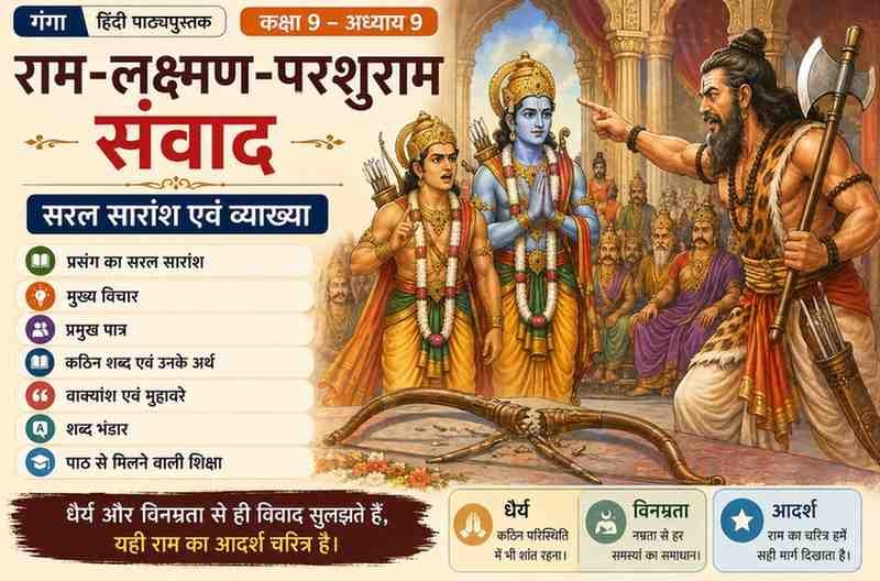 राम-लक्ष्मण-परशुराम संवाद Class 9 Summary | Hindi Chapter 9 Ganga