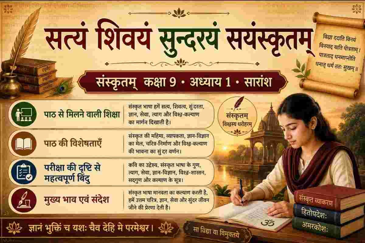 Sanskrit Class 9 Chapter 1 Summary (सत्यं शिवयं सुन्दरयं सयंस्कृतम)