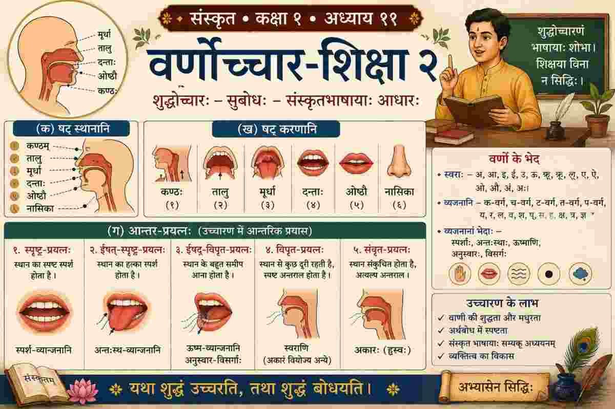 Sanskrit Class 9 Chapter 11 Summary Sharada वर्णोच्चार-शिक्षा २