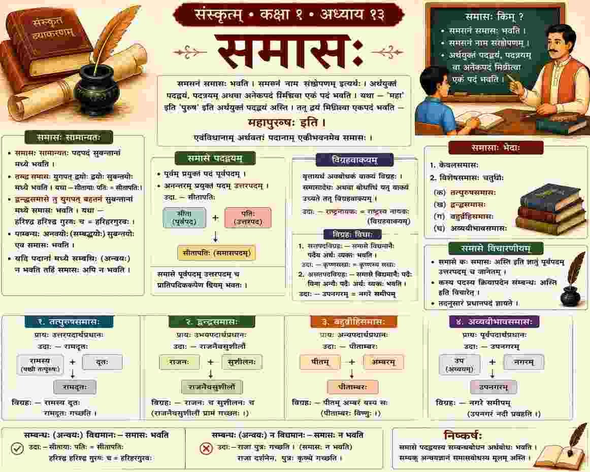 Sanskrit Class 9 Chapter 13 Summary Sharada समासः