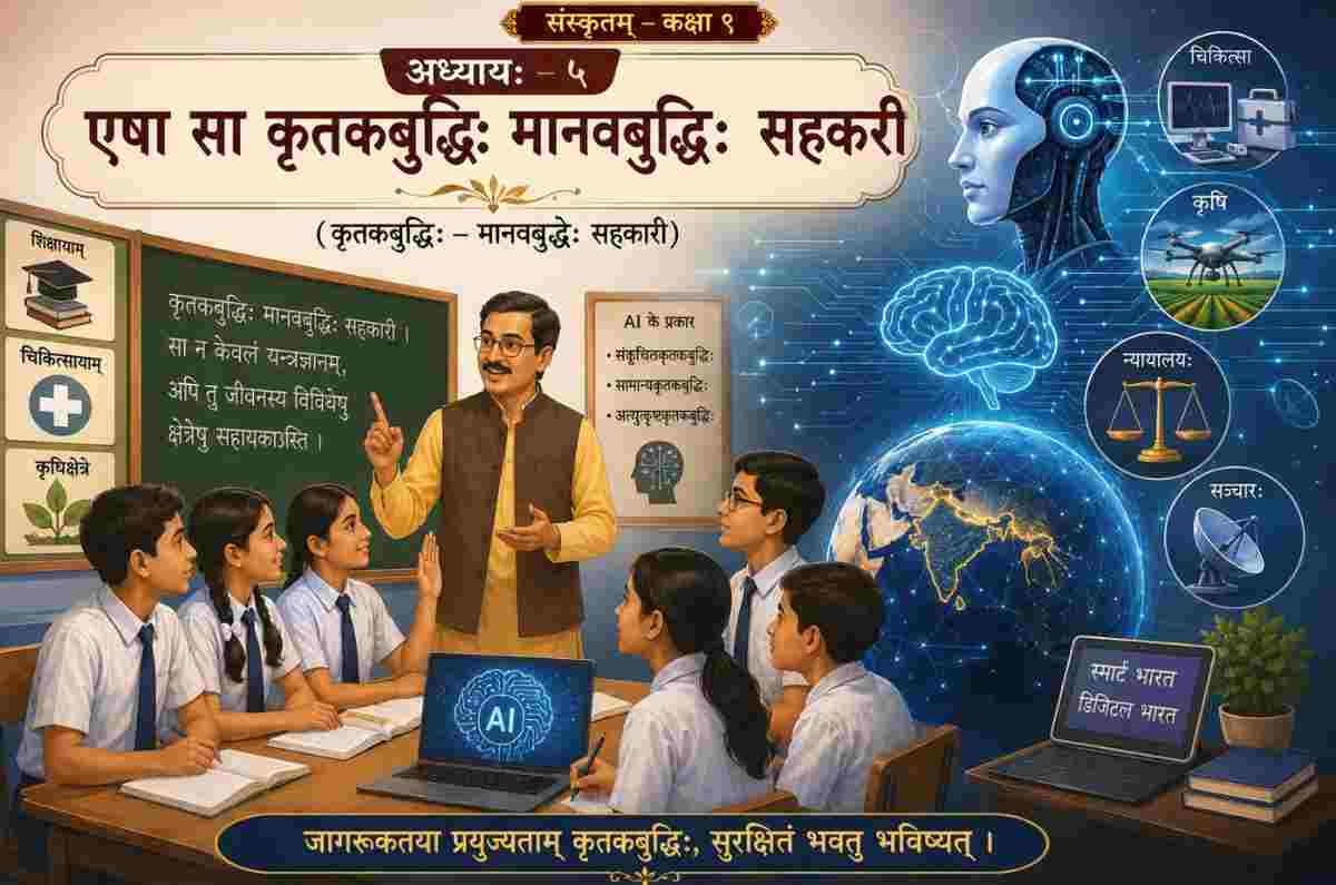 Sanskrit Class 9 Chapter 5 Question Answer Sharada एषा सा कृतकबुद्धिः मानवबुद्धिः सहकरी