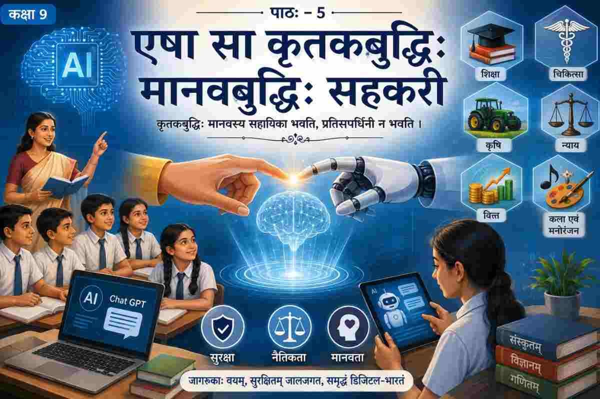 Sanskrit Class 9 Chapter 5 Summary Sharada एषा सा कृतकबुद्धिः मानवबुद्धिः सहकरी Sanskrit Class 9 Chapter 5 Summary Sharada एषा सा कृतकबुद्धिः मानवबुद्धिः सहकरी