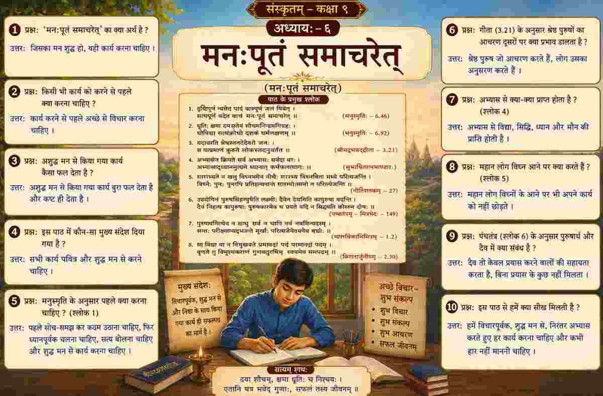 Sanskrit Class 9 Chapter 6 Question Answer Sharada मनःपूतं समाचरेत् Sanskrit Class 9 Chapter 6 Question Answer Sharada मनःपूतं समाचरेत्