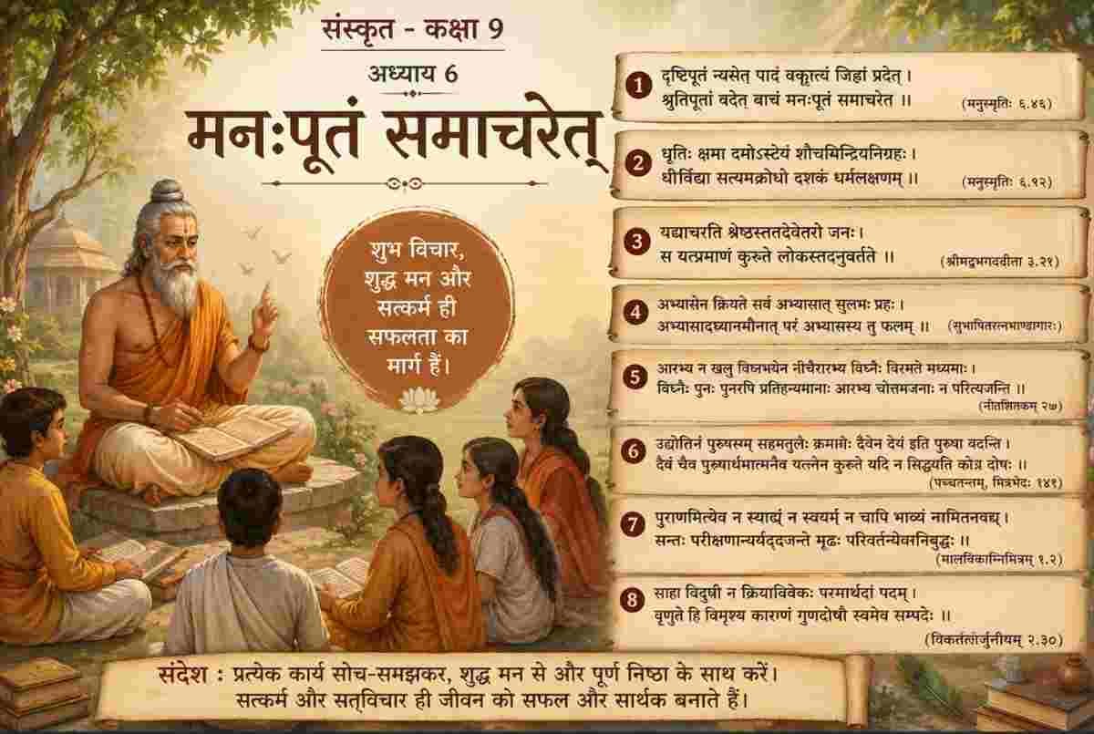 Sanskrit Class 9 Chapter 6 Summary Sharada मनःपूतं समाचरेत्