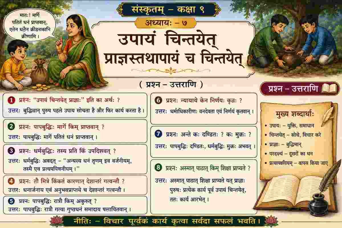 Sanskrit Class 9 Chapter 7 Question Answer Sharada उपायं चिन्तयेत् प्राज्ञस्तथापायं च चिन्तयेत्