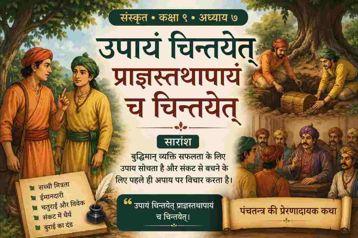 Sanskrit Class 9 Chapter 7 Summary Sharada उपायं चिन्तयेत् प्राज्ञस्तथापायं च चिन्तयेत्