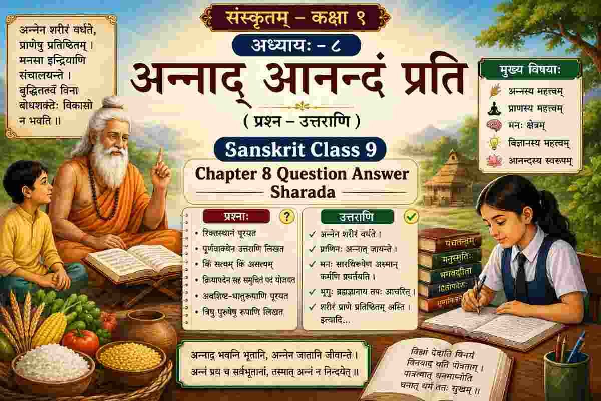 Sanskrit Class 9 Chapter 8 Question Answer Sharada अन्‍नाद् आनन्दं प्रति