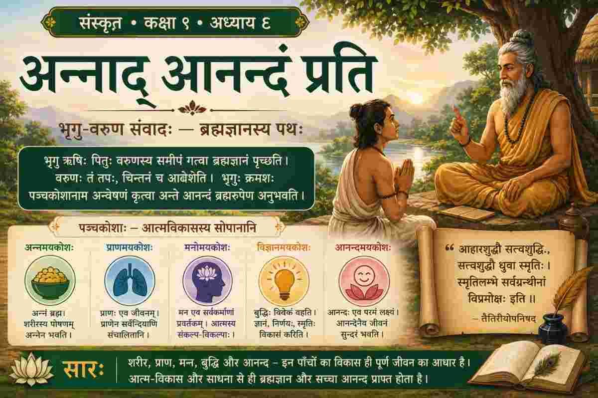 Sanskrit Class 9 Chapter 8 Summary Sharada अन्‍नाद् आनन्दं प्रति