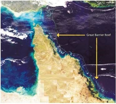 The Great Barrier Reef seen from space