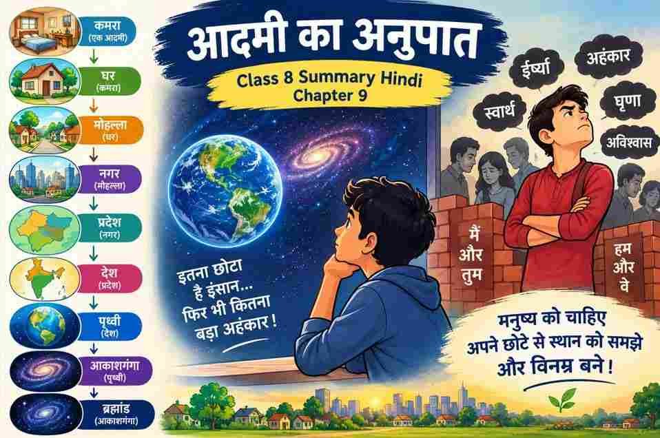 आदमी का अनुपात Class 8 Summary Hindi Chapter 9 आदमी का अनुपात Class 8 Summary Hindi Chapter 9